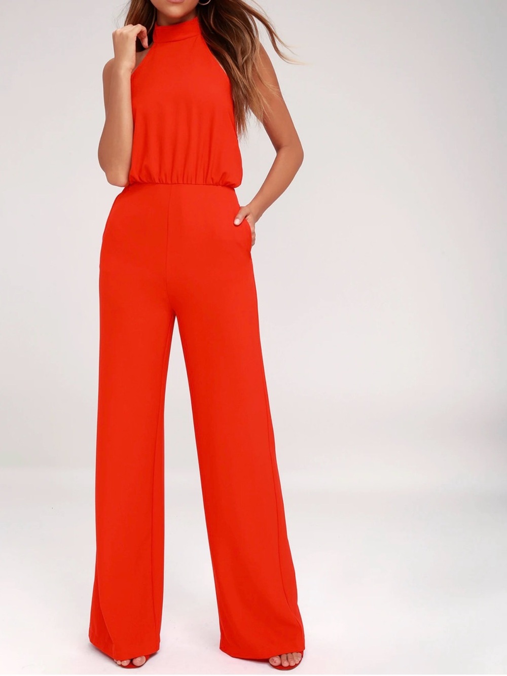 Lulus Moment for Life Red Halter Jumpsuit